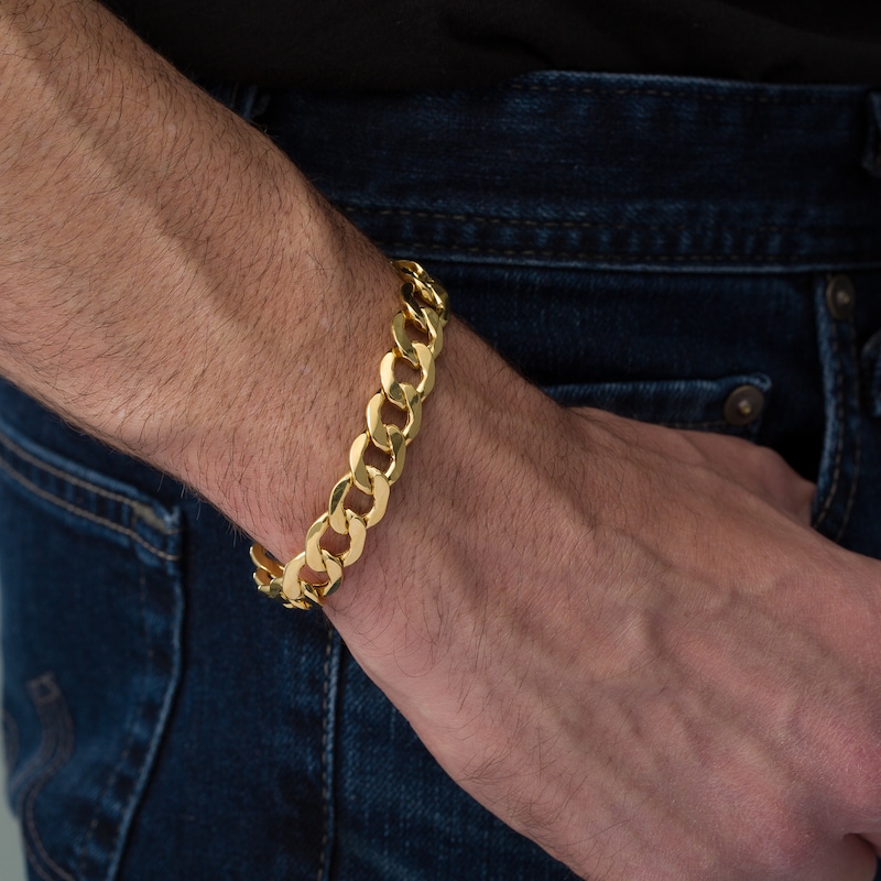 Zales Men's 11.3mm Curb Chain Bracelet in 10K Gold - 9