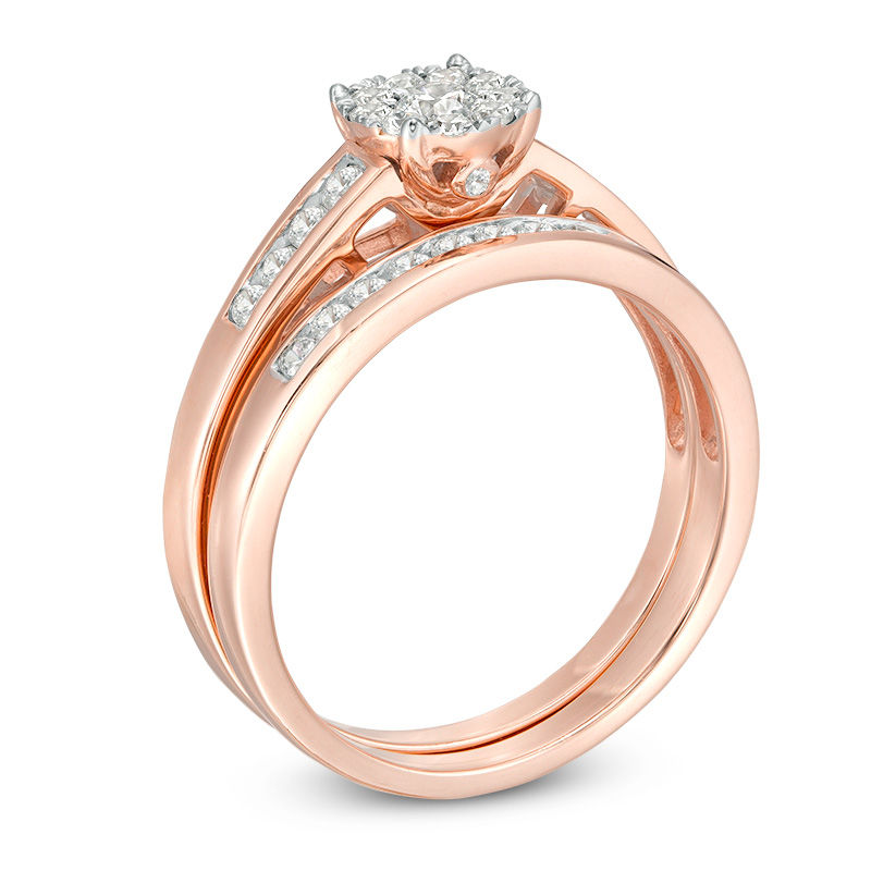 1/2 CT. T.W. Diamond Frame Bridal Set in 10K Rose Gold | Zales