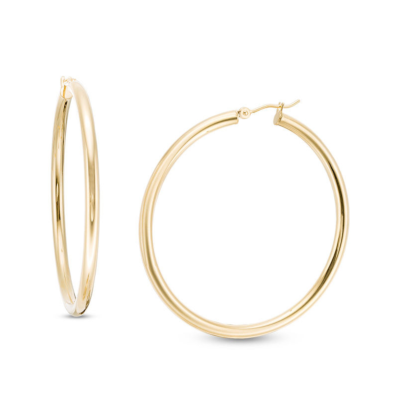3.0 x 50.0mm Hoop Earrings in 14K Gold | Zales