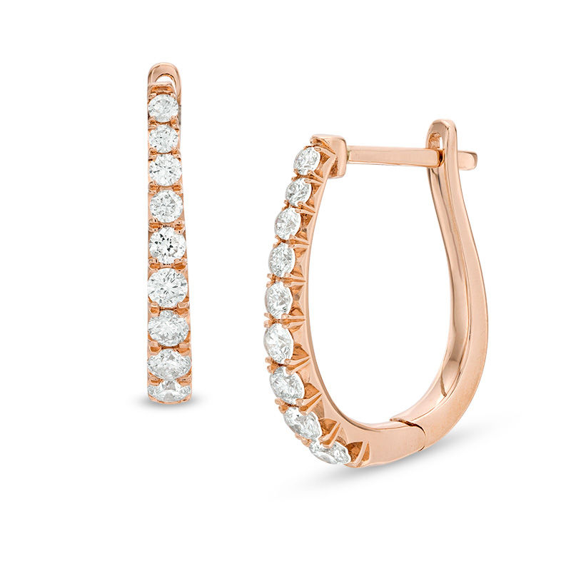 1/2 CT. T.W. Certified Diamond Hoop Earrings in 14K Rose Gold (H/I1)