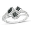 Thumbnail Image 0 of Enhanced Black and White Diamond Accent Vintage-Style Geometric Ring in Sterling Silver