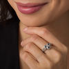 Thumbnail Image 1 of Enhanced Black and White Diamond Accent Vintage-Style Geometric Ring in Sterling Silver