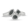 Thumbnail Image 3 of Enhanced Black and White Diamond Accent Vintage-Style Geometric Ring in Sterling Silver