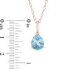 Thumbnail Image 1 of Pear-Shaped Sky Blue Topaz and 1/20 CT. T.W. Diamond Drop Pendant in 10K Rose Gold