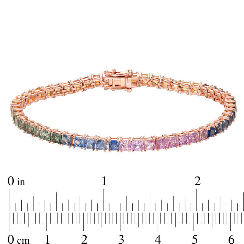 Princess-Cut Lab-Created Multi-Color Sapphire Tennis Bracelet in Sterling  Silver with 14K Rose Gold Plate | Zales