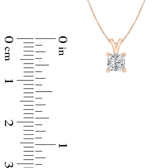 1/2 CT. Certified Princess-Cut Diamond Solitaire Pendant in 14K Rose Gold (I/Si2)