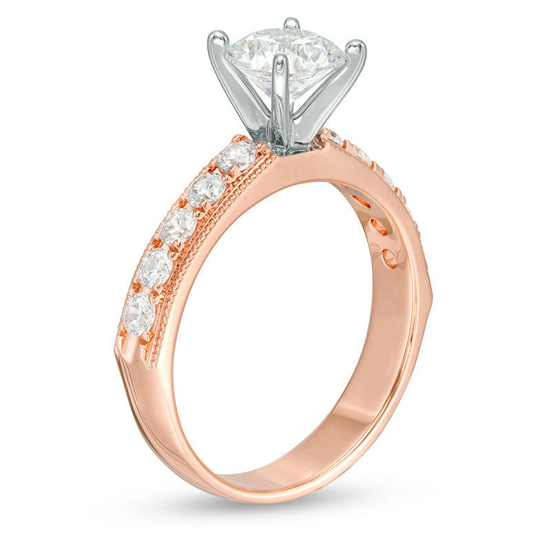 1-1/4 CT. T.W. Diamond Vintage-Style Engagement Ring in 14K Rose Gold ...