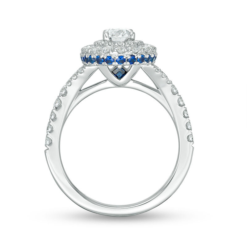 Vera Wang Love Collection 1-1/5 CT. T.W. Oval Diamond and Blue Sapphire ...