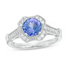 Thumbnail Image 0 of 7.0mm Tanzanite and 1/4 CT. T.W. Diamond Art Deco Frame Vintage-Style Ring in 14K White Gold