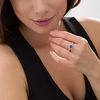 Thumbnail Image 1 of 7.0mm Tanzanite and 1/4 CT. T.W. Diamond Art Deco Frame Vintage-Style Ring in 14K White Gold