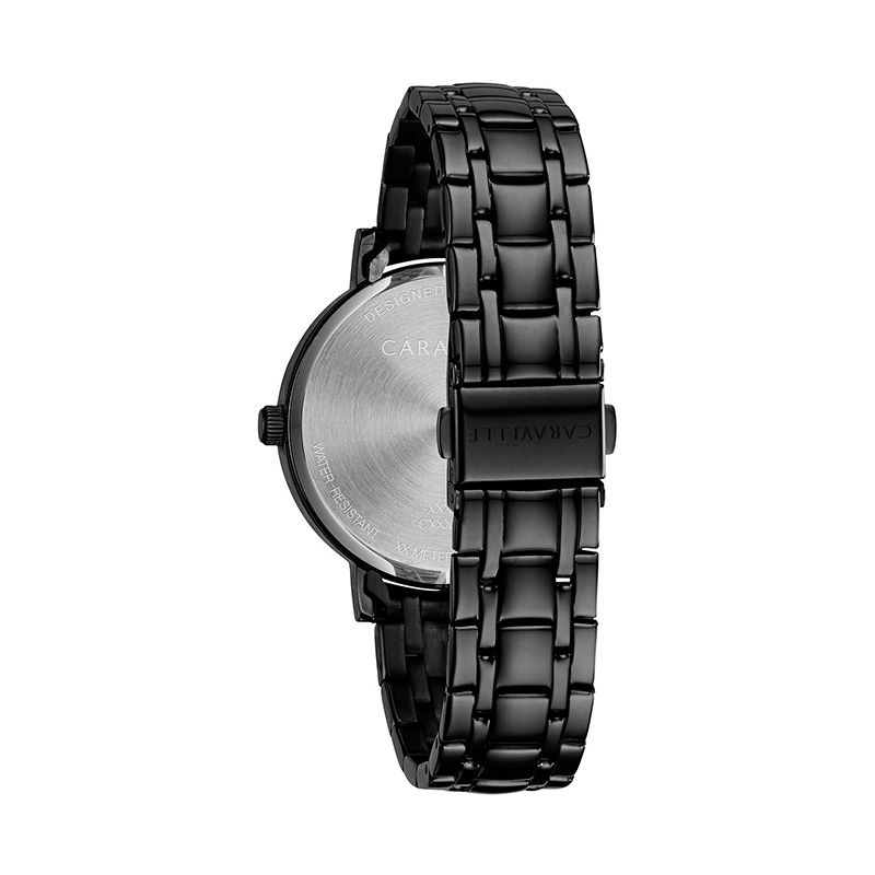 Ladies' Caravelle by Bulova Crystal Accent Black IP Watch with Black ...