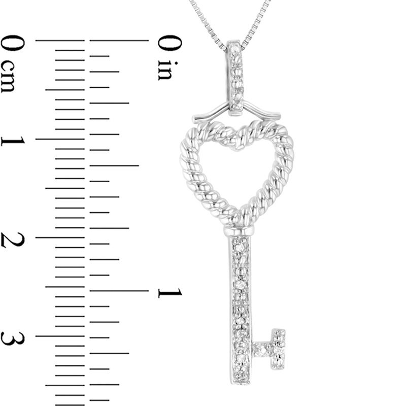 Main Image 2 of Diamond Accent Heart-Top Key Pendant in 14K White Gold