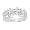 Thumbnail Image 0 of Men's 3/4 CT. T.W. Diamond Double Row Channel-Set Anniversary Band in 10K White Gold