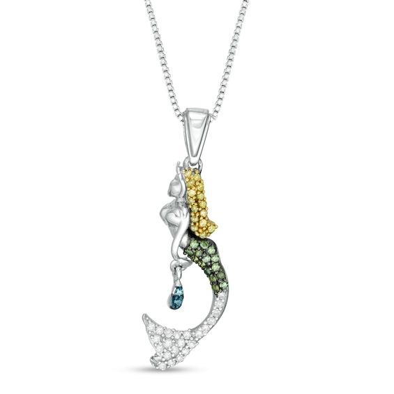 Multi-Color Created Sapphire (1 1/10 Ct. t.w.) Bunny Necklace in Sterling Silver - White