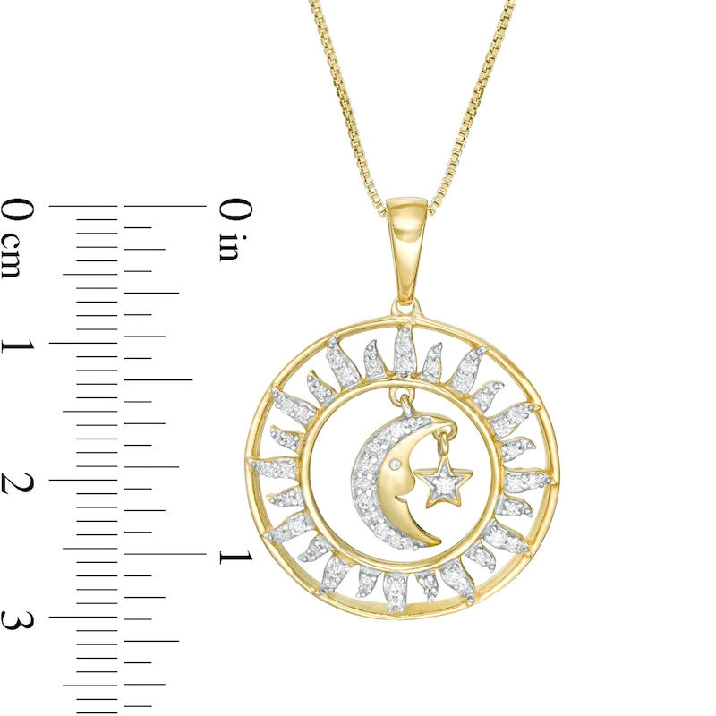 1/4 CT. T.W. Diamond Sun, Moon and Star Pendant in Sterling Silver with 14K Gold Plate