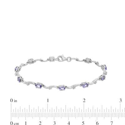 Oval Tanzanite and White Sapphire Station Bracelet in Sterling Silver -  7.25