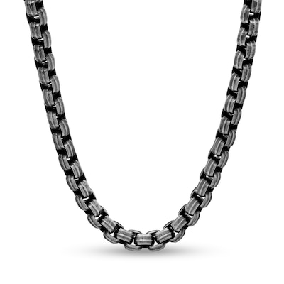 Zales Men's 6.0mm Antique-Finish Rolo Chain Necklace in Stainless Steel - 24