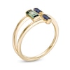 Thumbnail Image 2 of Baguette-Cut Lab-Created Green and Blue Sapphire Open Geometric Ring in Sterling Silver with 14K Gold Plate