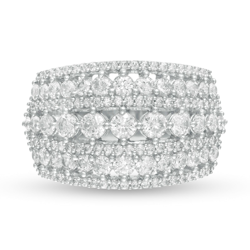 2 CT. T.W. Diamond Multi-Row Domed Ring in 10K White Gold