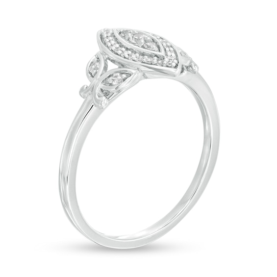 1/6 CT. T.w. Diamond Marquise Frame Petal-Sides Promise Ring in Sterling Silver