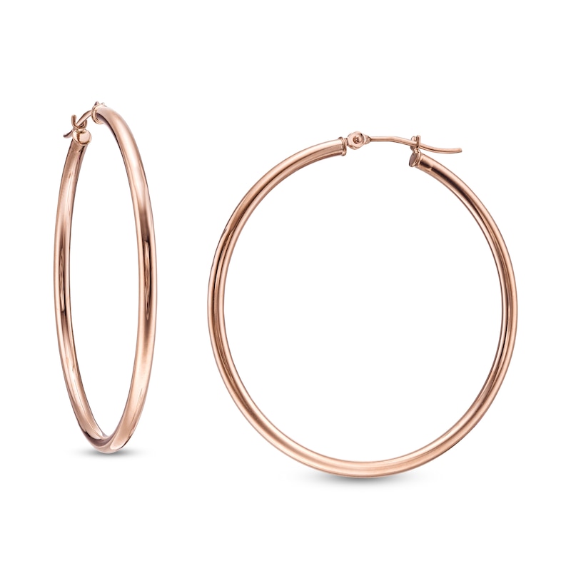 40.0mm Tube Hoop Earrings in 14K Rose Gold | Zales