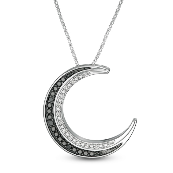 1/20 CT. T.w. Enhanced Black and White Diamond Crescent Moon Pendant in Sterling Silver and Black Rhodium