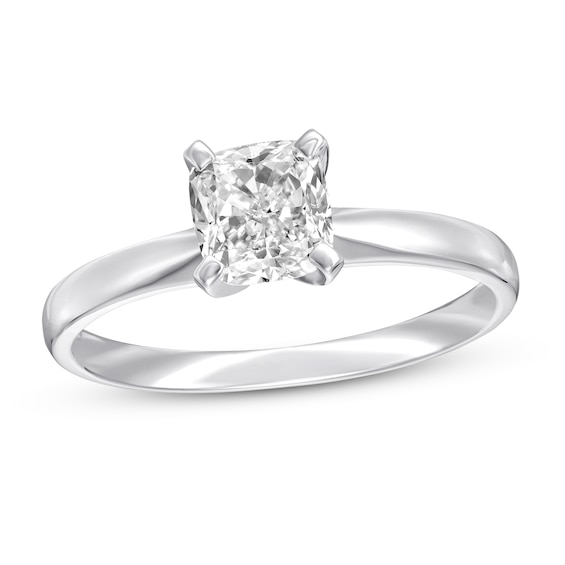 1 CT. Certified Cushion-Cut Diamond Solitaire Ring in 14K White Gold (I ...