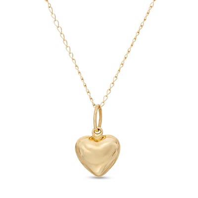 Child's Puffed Heart Pendant in 14K Gold - 13" | Zales