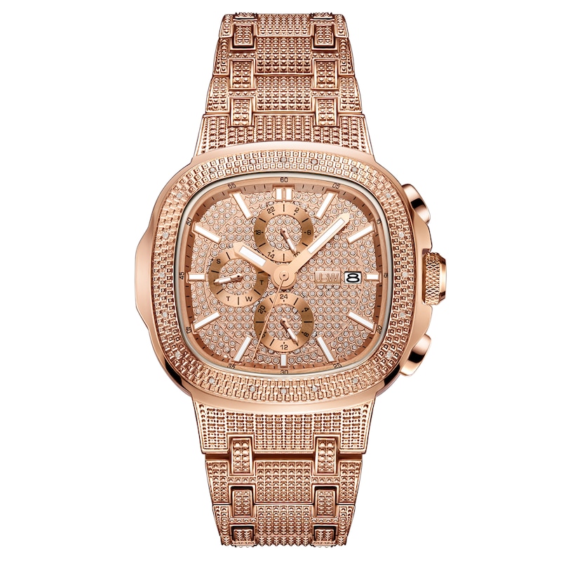 Men's JBW Heist 1/5 CT. T.W. Diamond Chronograph 18K Rose Gold Plate Watch with Square Dial (Model: J6380C)