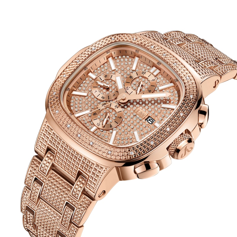 Men's JBW Heist 1/5 CT. T.W. Diamond Chronograph 18K Rose Gold Plate Watch with Square Dial (Model: J6380C)
