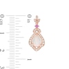 Thumbnail Image 2 of Pear-Shaped Lab-Created Opal, Pink and White Sapphire Lotus Drop Earrings in Sterling Silver with 14K Rose Gold Plate