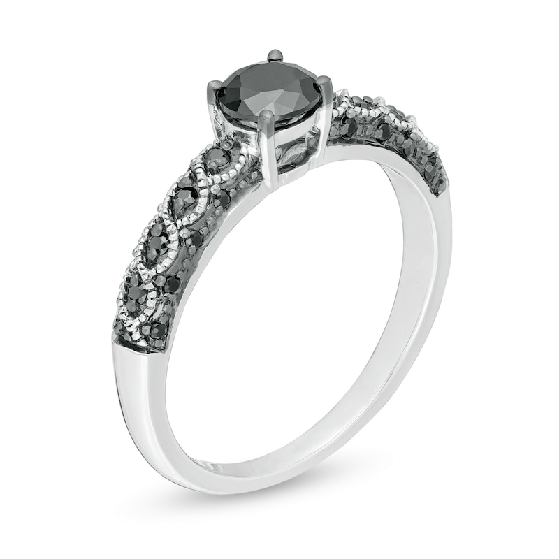 5/8 CT. T.W. Black Diamond Vintage-Style Engagement Ring in 10K White Gold  | Zales