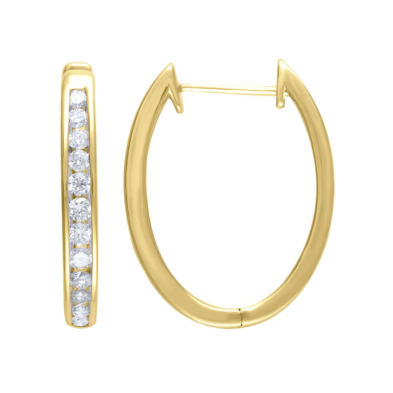 1/2 CT. T.W. Diamond Huggie Hoop Earrings in 10K Gold | Zales
