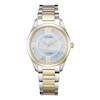 Thumbnail Image 0 of Ladies' Citizen Eco-Drive® Arezzo Diamond Accent Two-Tone Watch with Mother-of-Pearl Dial (Model: EM0874-57D)