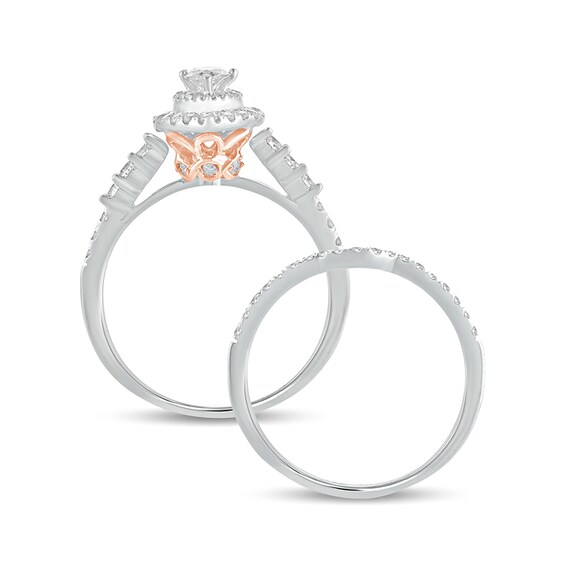 1 CT. T.w. Pear-Shaped Diamond Double Frame Bridal Set in 10K Two-Tone Gold