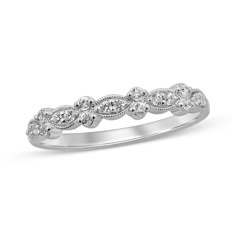 1/6 CT. T.W. Diamond Vintage-Style Anniversary Band in 10K White Gold ...