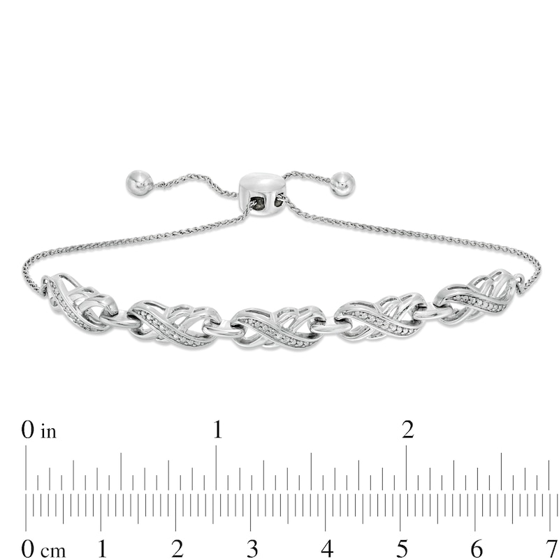 Diamond Accent Double Infinity Bolo Bracelet in Sterling Silver - 9.5
