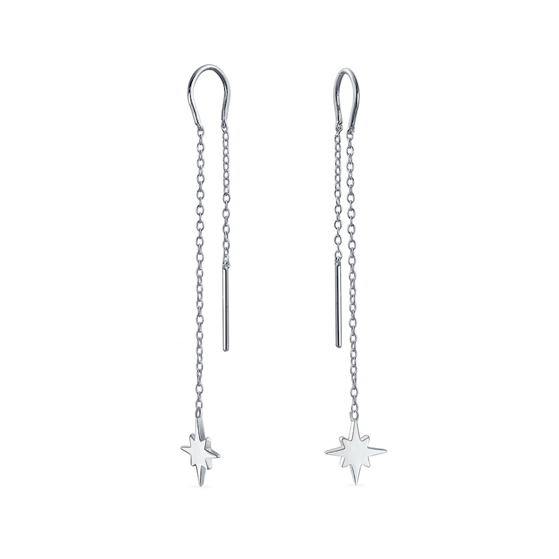 Eight-Point Star Threader Earrings in Sterling Silver | Zales