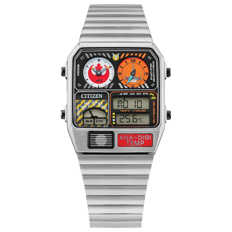 Men's Citizen Star Wars™ Rebel Pilot Digital Watch with Square Black Dial (Model: JG2108-52W)