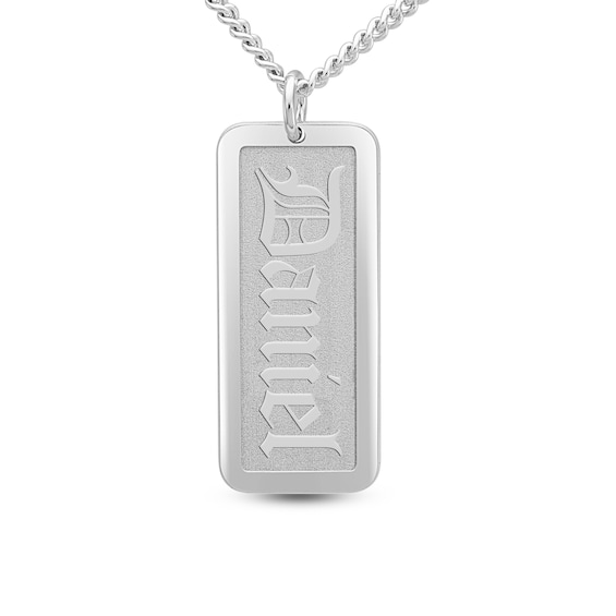 Men's Embossed Name Tag Pendant (1 Line)