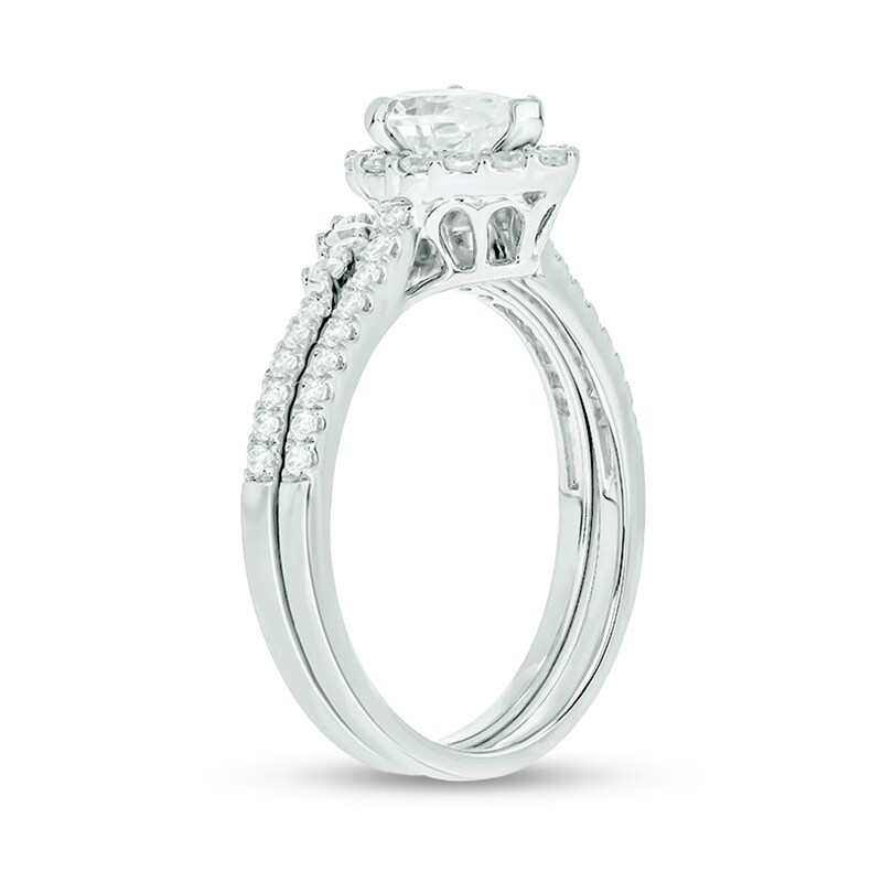 1 CT. T.W. Pear-Shaped Diamond Frame Contour Bridal Set in 14K White ...