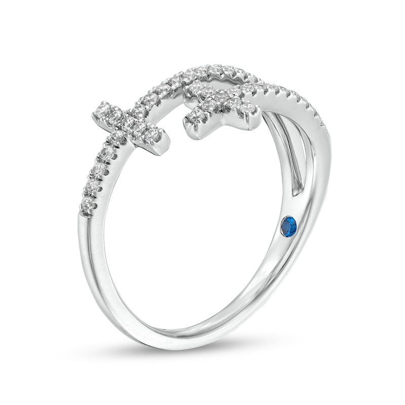 Vera Wang Love Collection 1/4 CT. T.W. Diamond Double Cross Bypass Ring in 10K White Gold