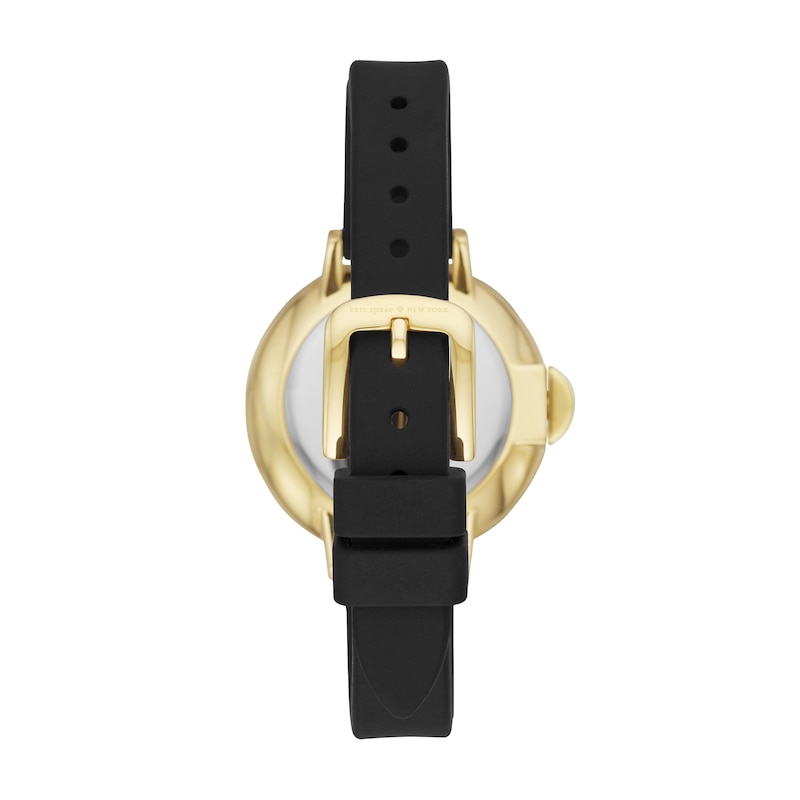 Ladies' Kate Spade Park Row Gold-Tone Strap Watch with Black Dial (Model: KSW1352)