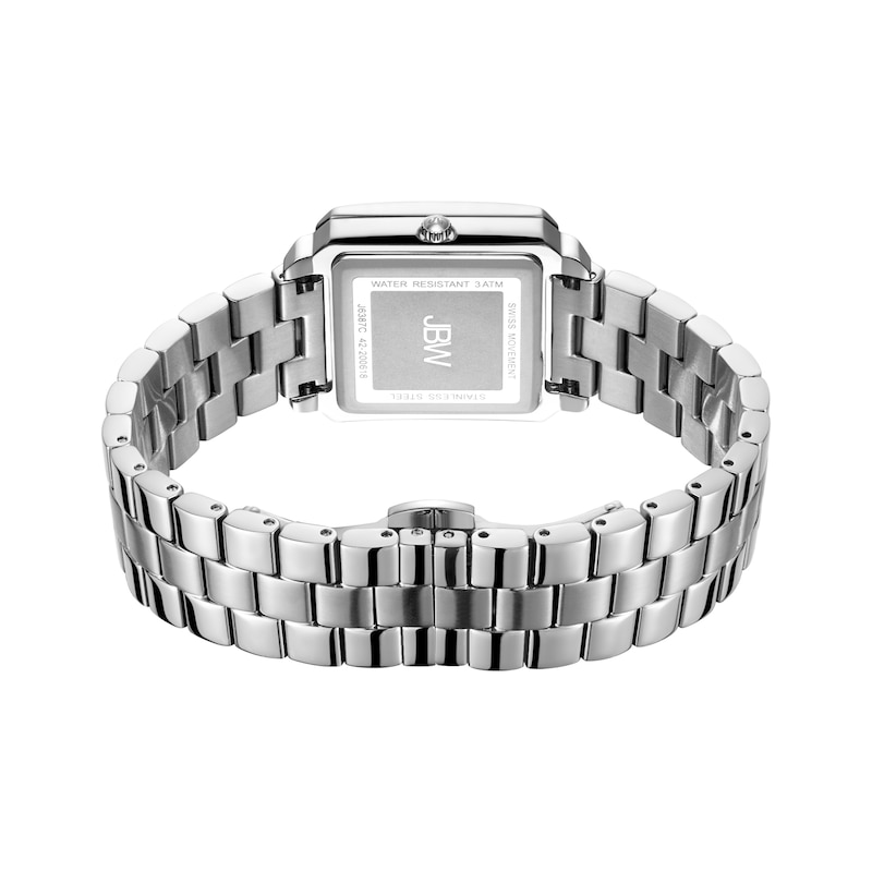 Ladies' JBW Cristal Square 1/8 CT. T.W. Diamond and Crystal Accent Watch and Bangle Set (Model: J6387-SetC)