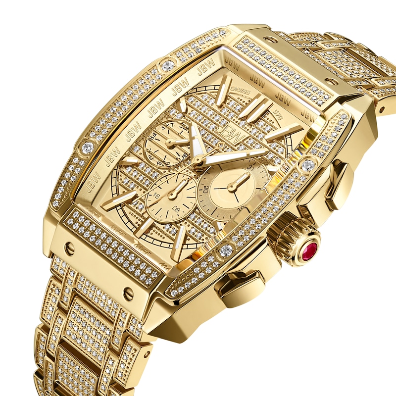 Men's Limited Edition JBW Echelon PS Diamond and Ruby Accent 18K GP Chronograph Watch with Tonneau Dial (Model: PS570A)