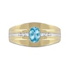 Thumbnail Image 2 of Men's Oval Swiss Blue Topaz and 1/6 CT. T.W. Diamond Tri-Sides Grooved Band in 10K Two-Tone Gold