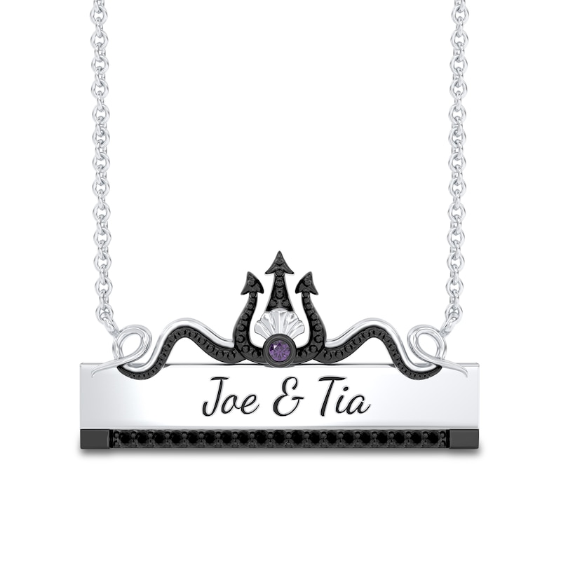 Enchanted Disney Villains Ursula Amethyst and 1/6 CT. T.W. Diamond Bar Necklace in Sterling Silver (1 Line)
