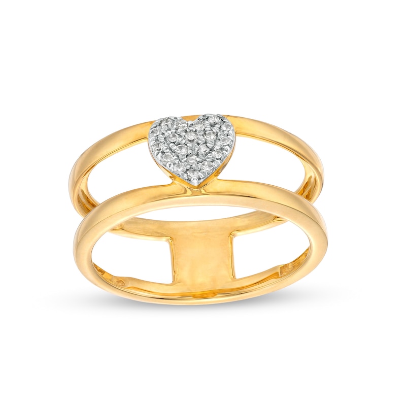 1/10 CT. T.W. Heart-Shape Multi-Diamond Open Shank Ring in 10K Gold | Zales