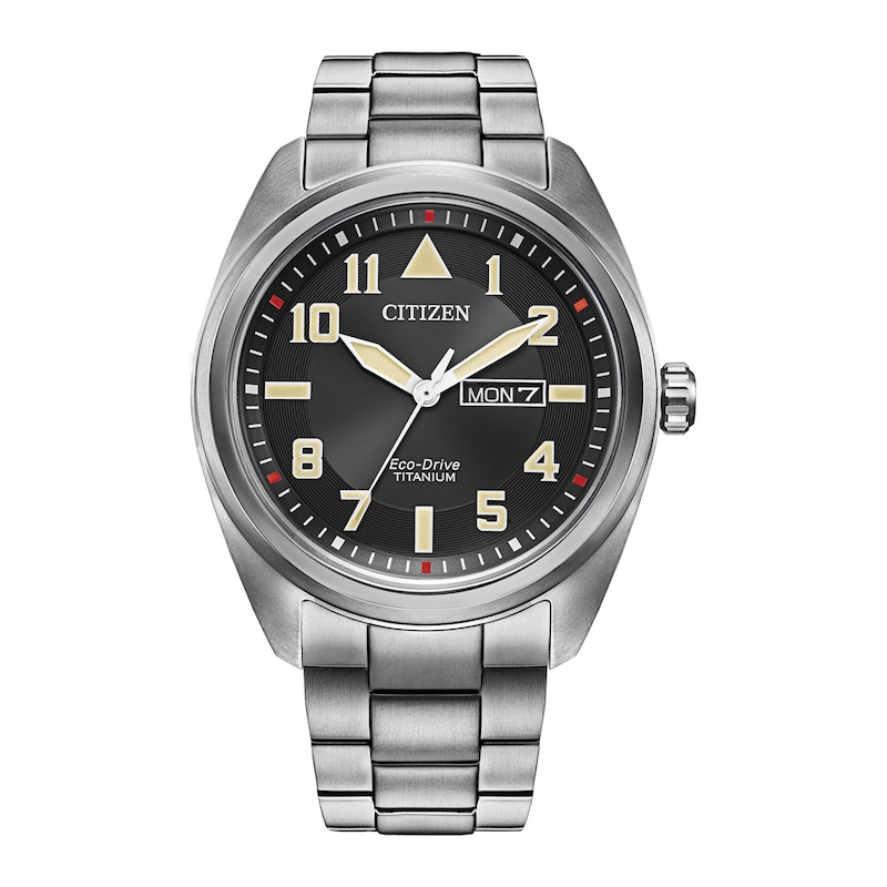 rijk band jogger Men's Citizen Eco-Drive® Garrison Super Titanium™ Watch with Black Dial  (Model: BM8560-53E) | Zales
