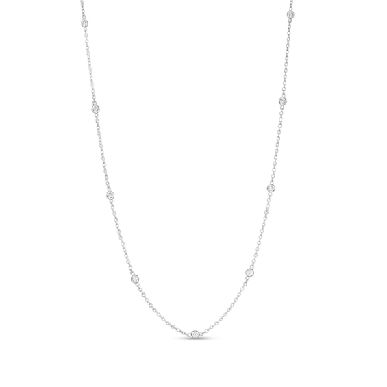 1/5 CT. T.w. Diamond Station Necklace in 10K White Gold